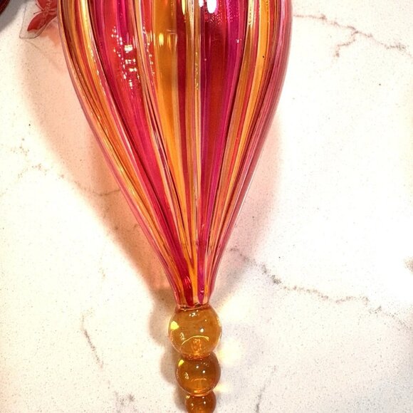 MARQUIS WATERFORD Crystal Ornament Venetian Arancia Spire 2003 Pink Orange 7” - Picture 5 of 8